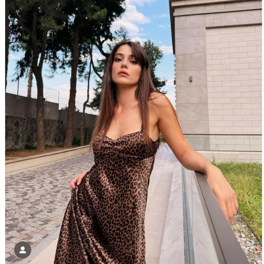 NWT Zara Satin Leopard Animal Print Midi Slip Dress Size S - Picture 9 of 16